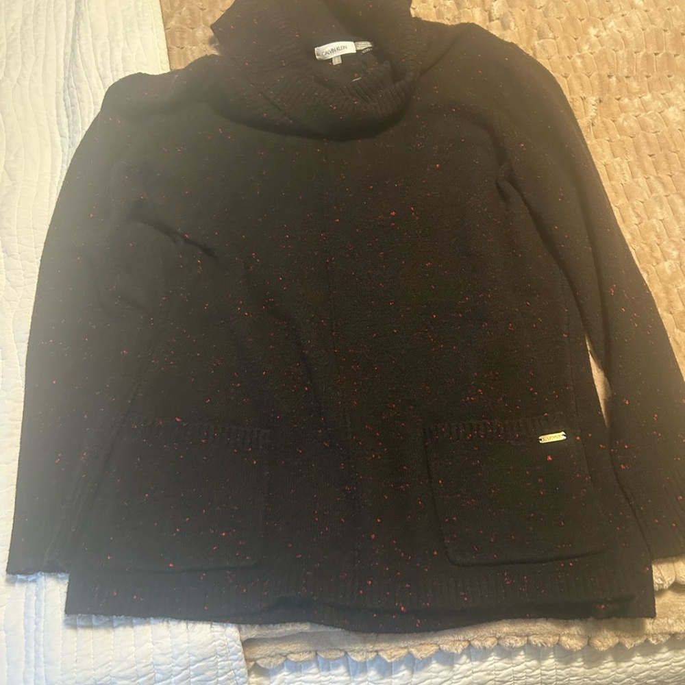 Calvin Klein Black Sweater with Red Flecks